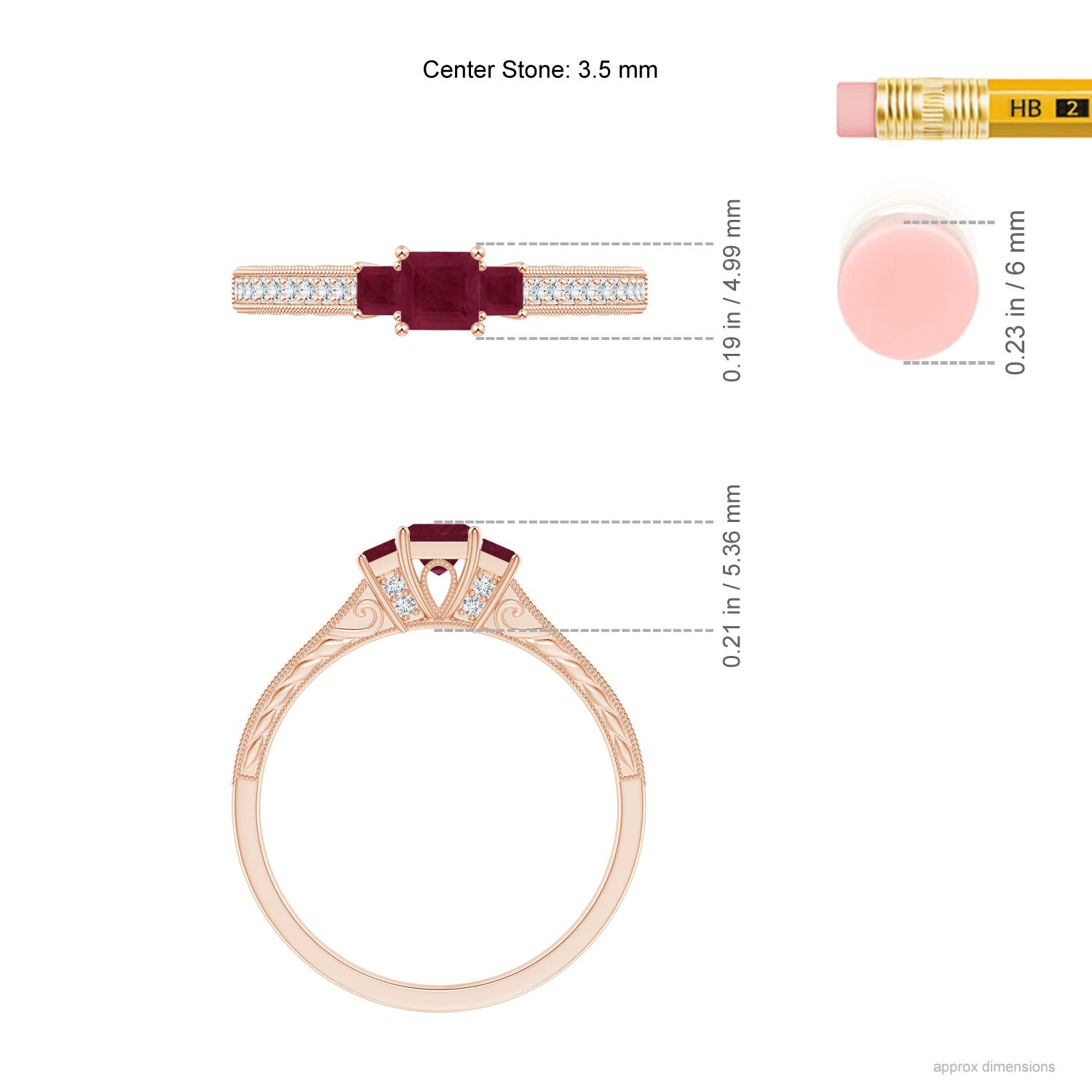 A - Ruby / 0.63 CT / 14 KT Rose Gold