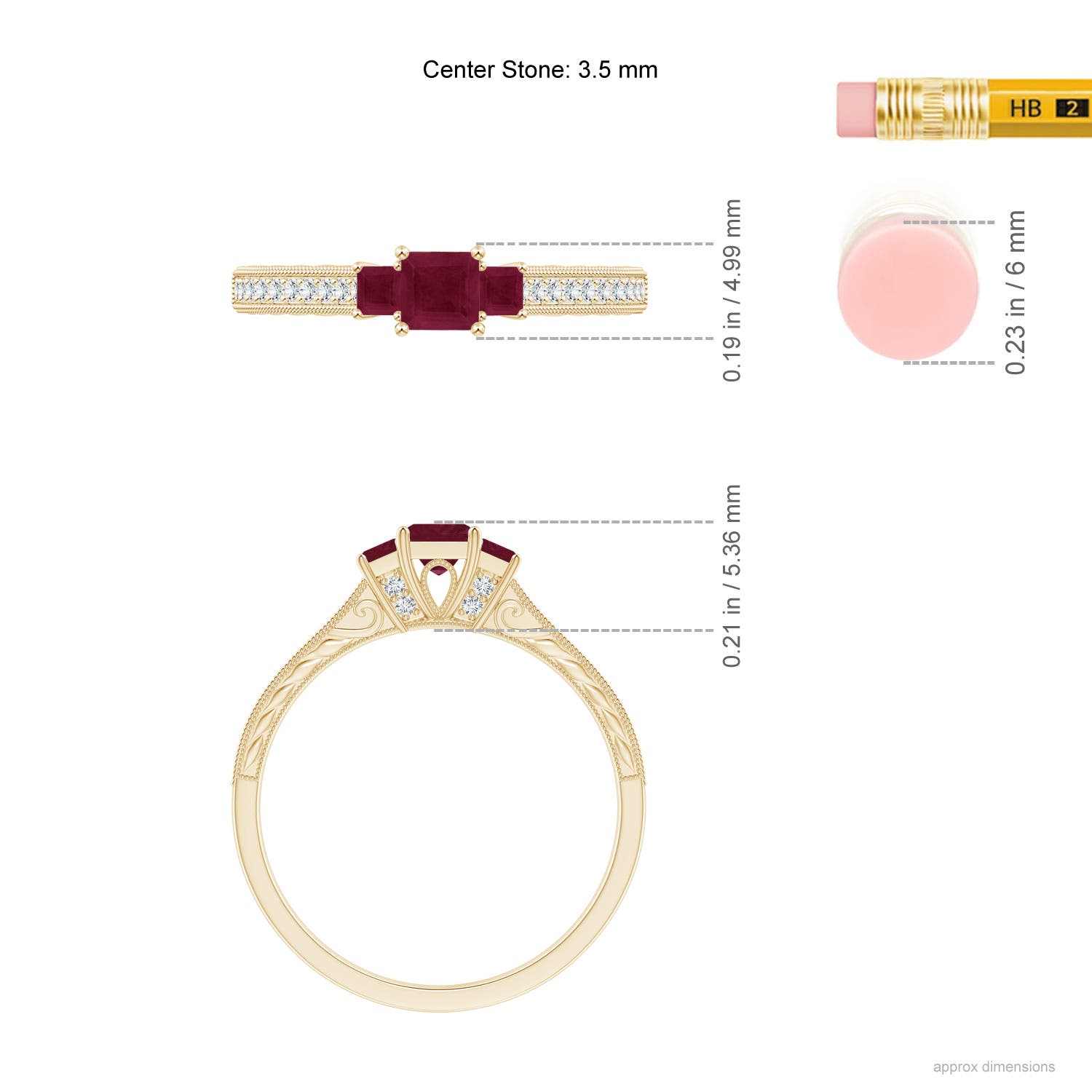 A - Ruby / 0.63 CT / 14 KT Yellow Gold