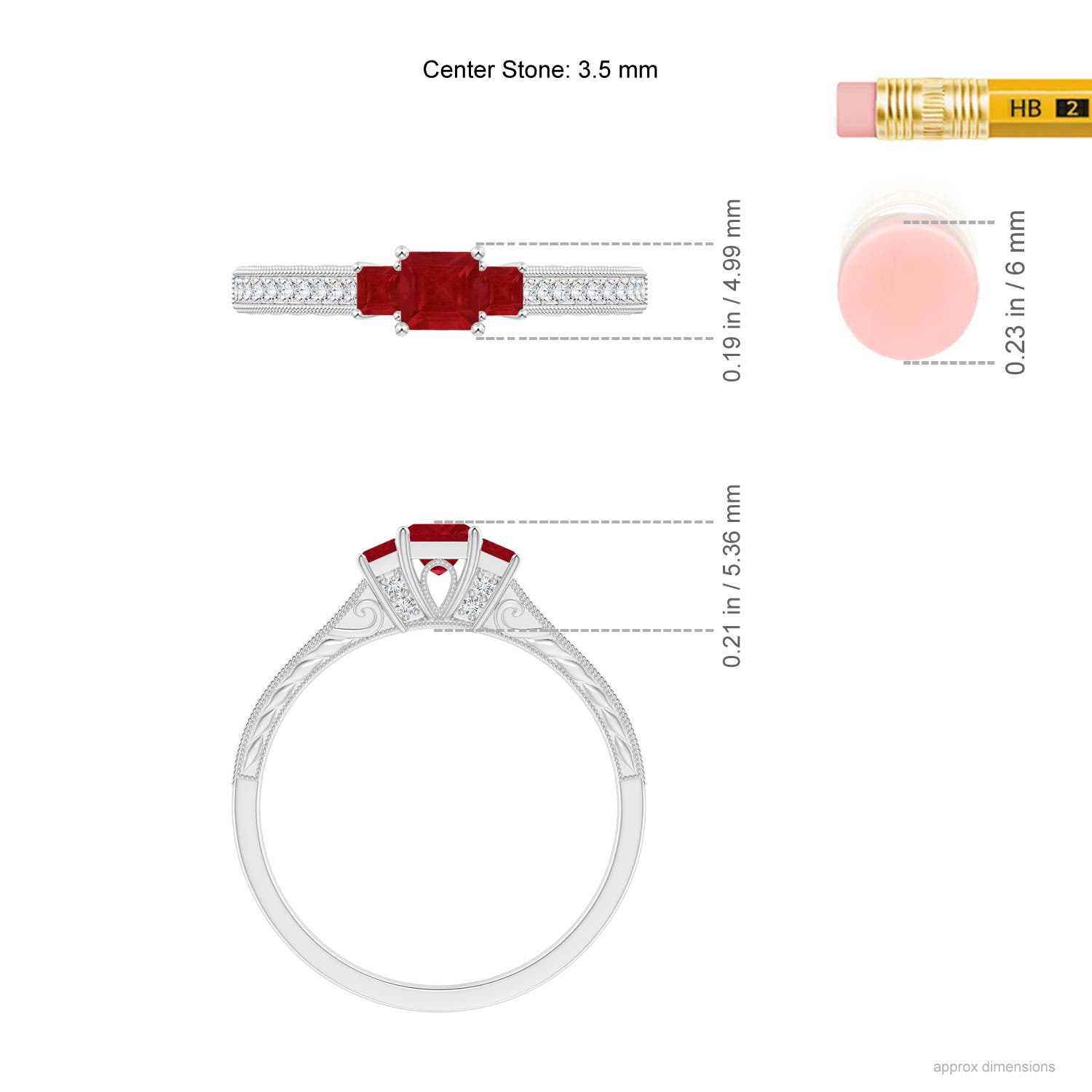 AA - Ruby / 0.63 CT / 14 KT White Gold