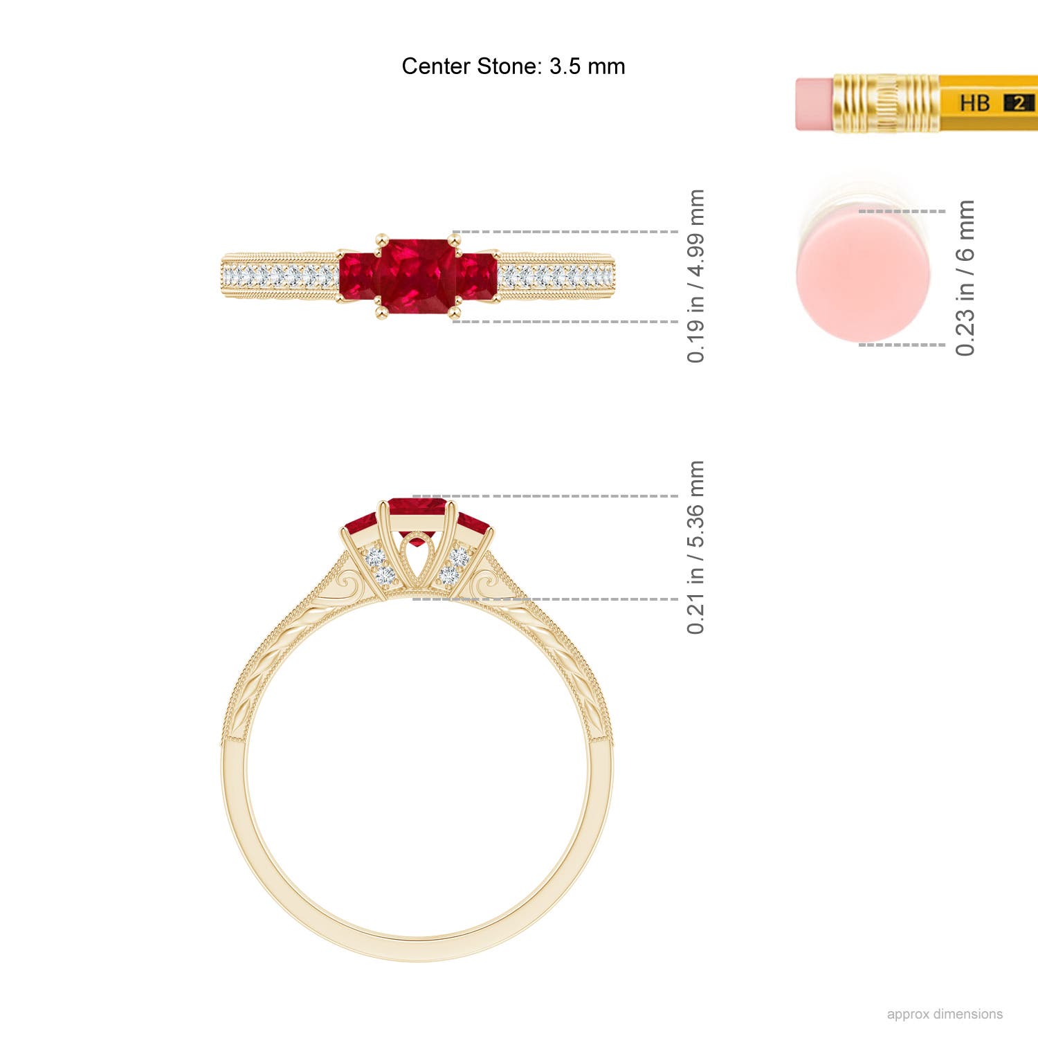 AAA - Ruby / 0.63 CT / 14 KT Yellow Gold