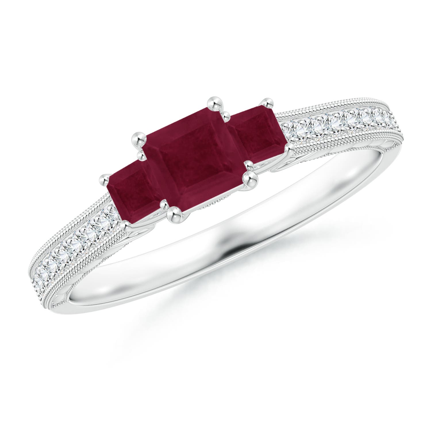 A - Ruby / 0.86 CT / 14 KT White Gold