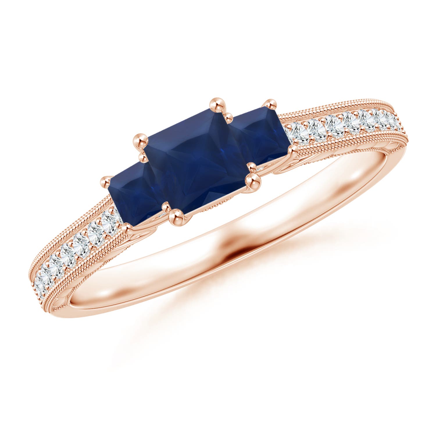 A - Blue Sapphire / 0.82 CT / 14 KT Rose Gold