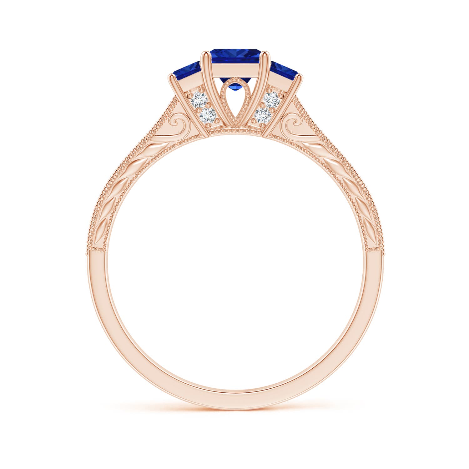 AAAA - Blue Sapphire / 0.82 CT / 14 KT Rose Gold