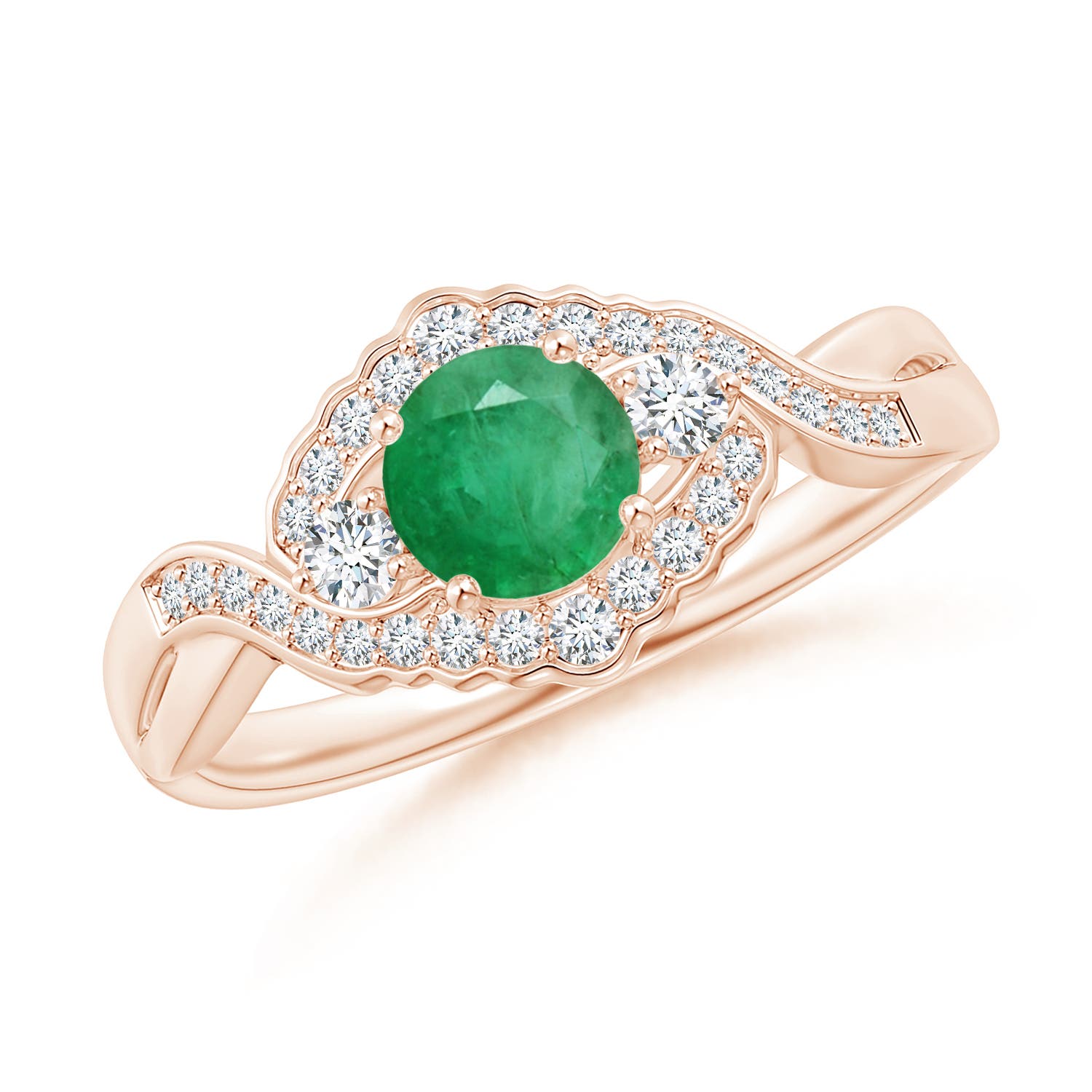 A - Emerald / 0.62 CT / 14 KT Rose Gold