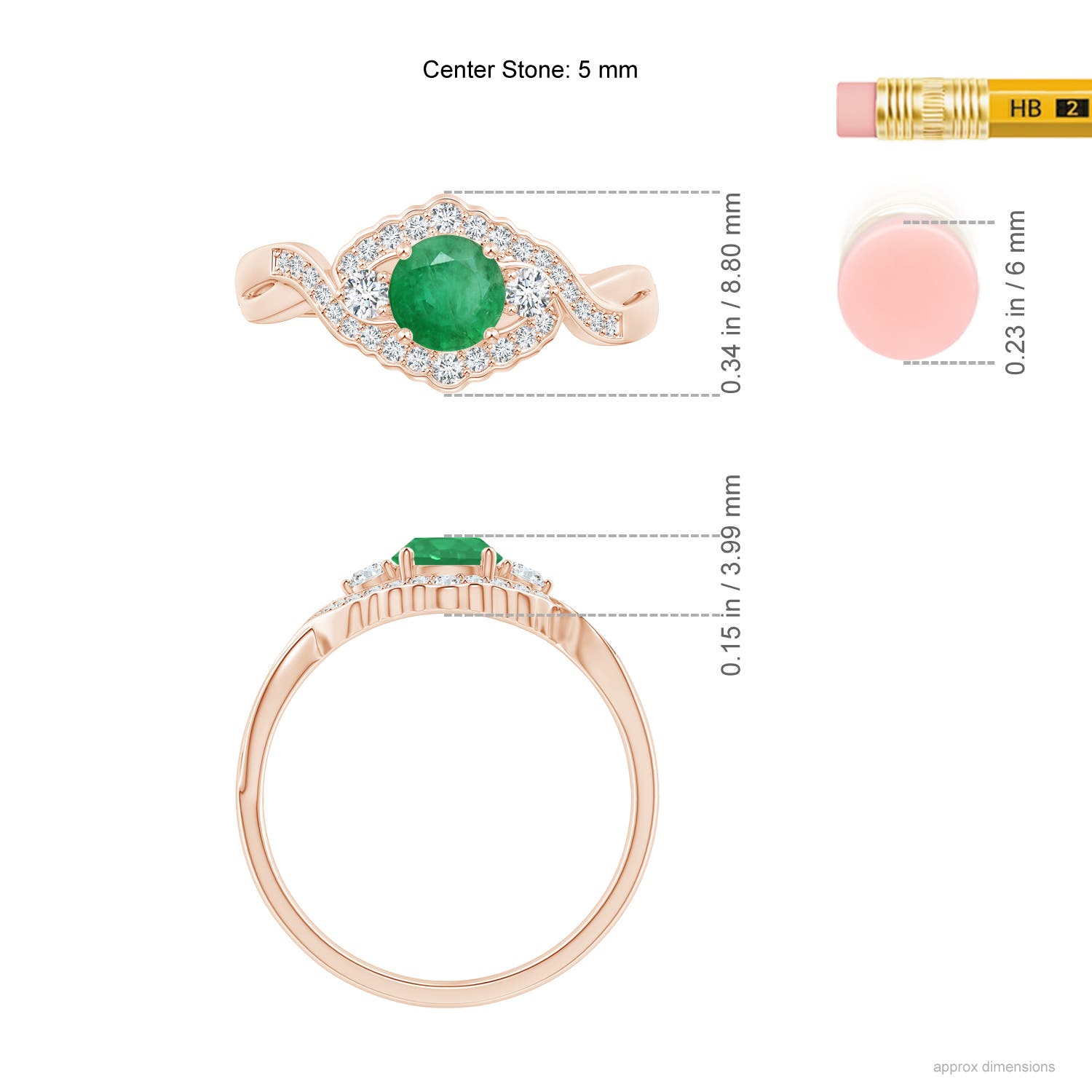 A - Emerald / 0.62 CT / 14 KT Rose Gold