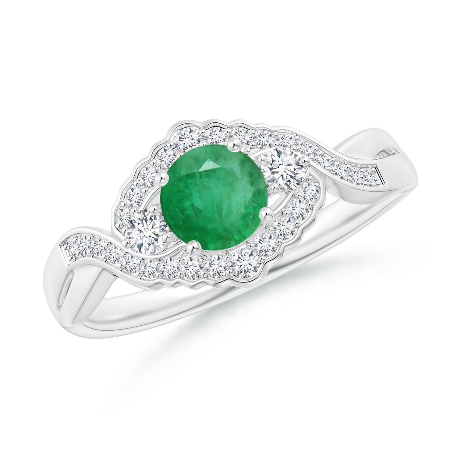 A - Emerald / 0.62 CT / 14 KT White Gold