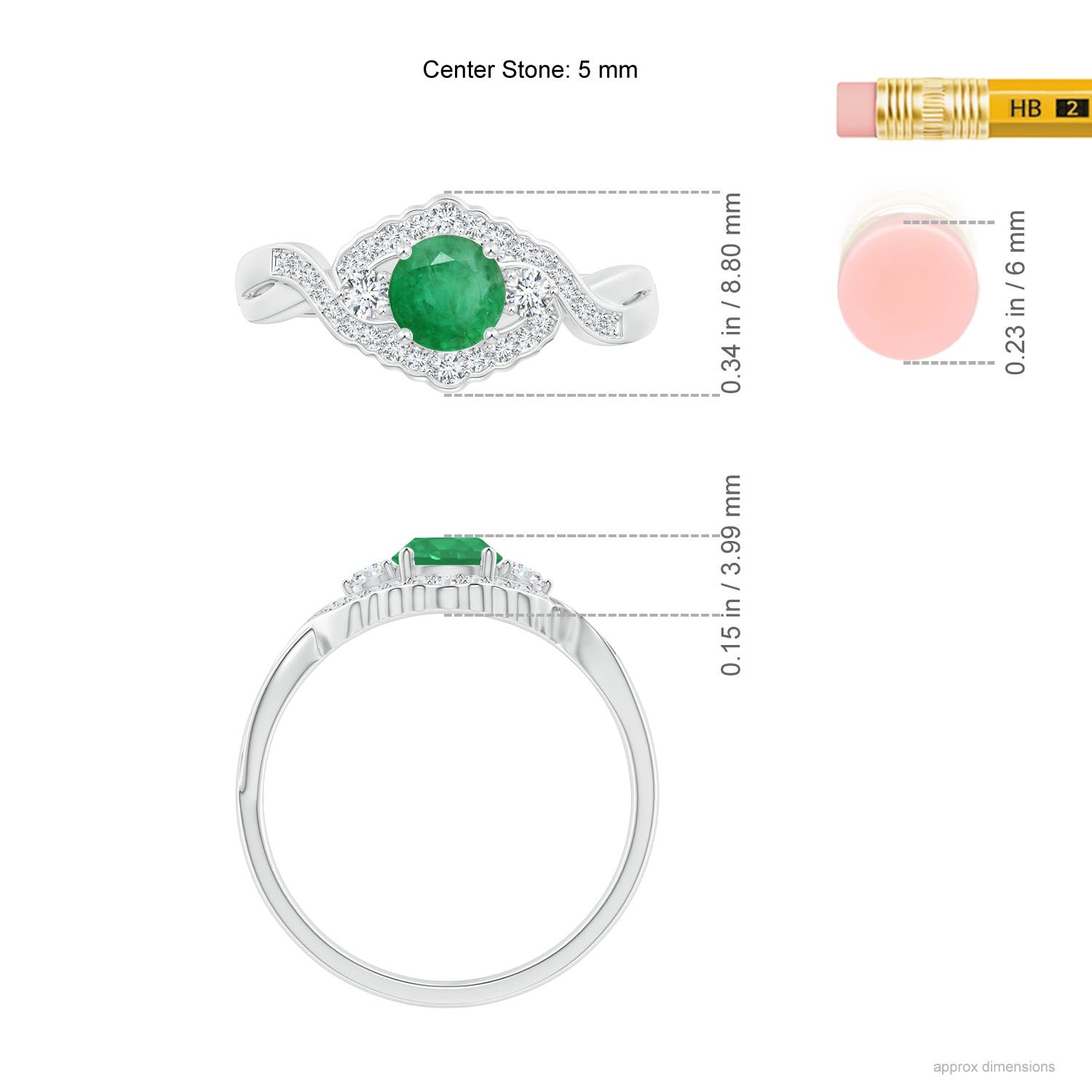 A - Emerald / 0.62 CT / 14 KT White Gold