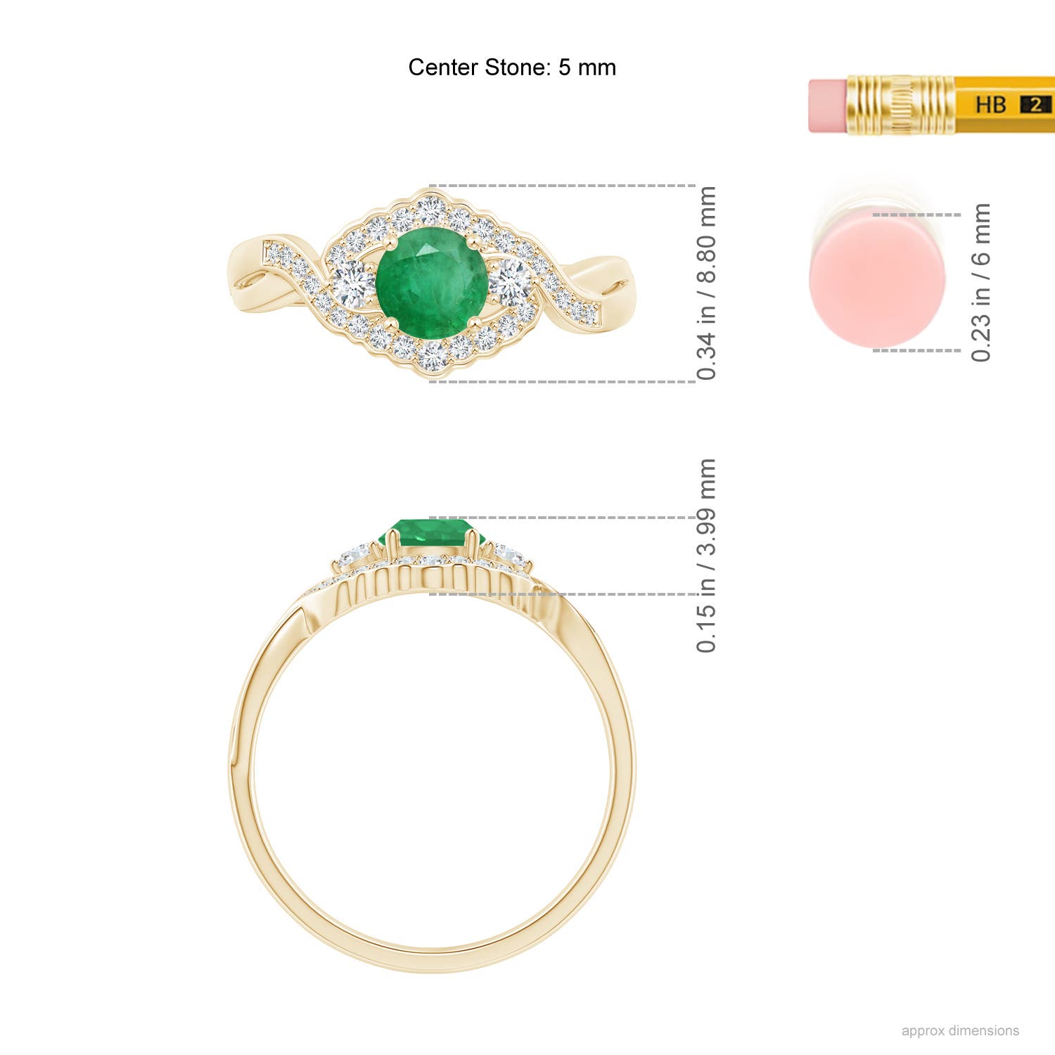 A - Emerald / 0.62 CT / 14 KT Yellow Gold