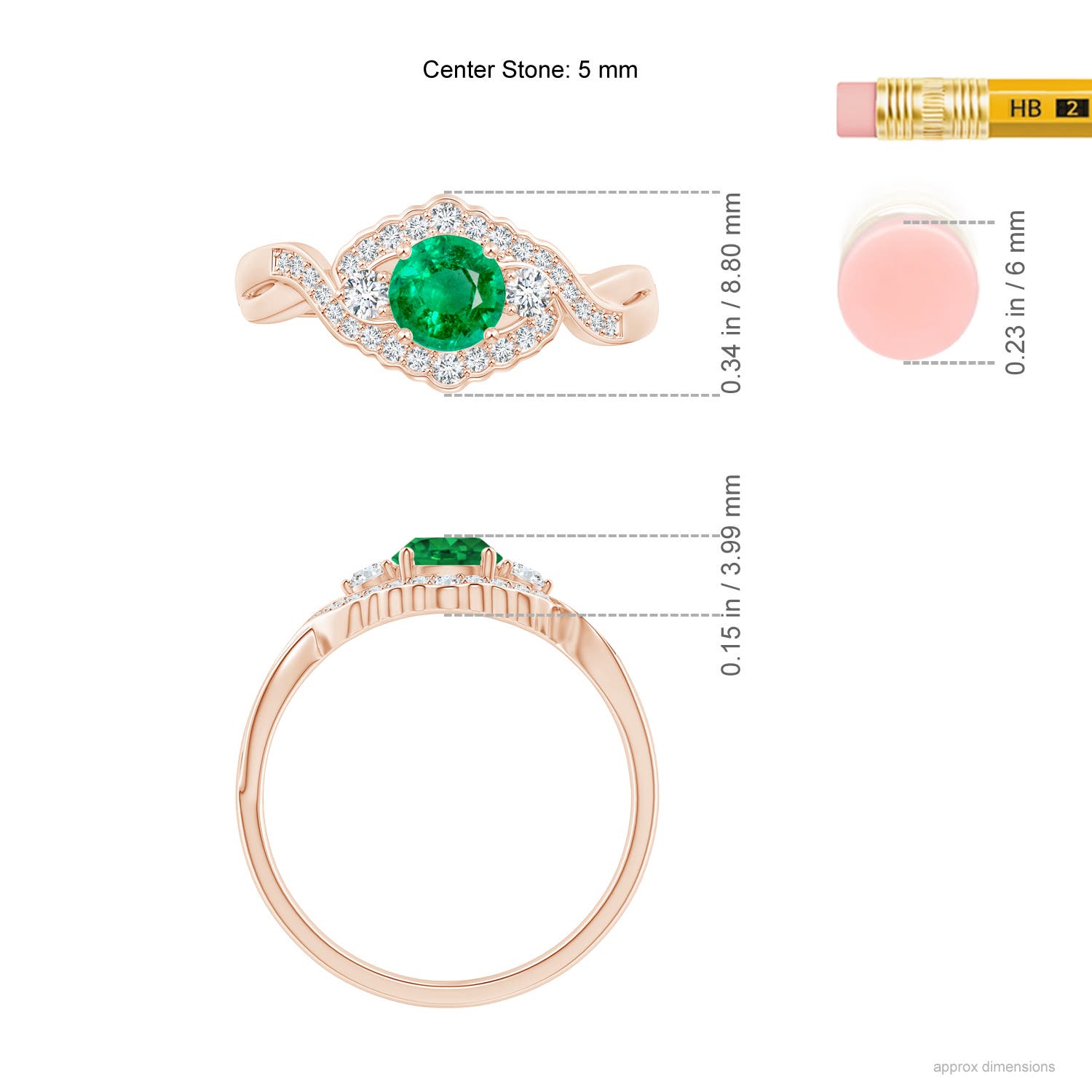 AAA - Emerald / 0.62 CT / 14 KT Rose Gold