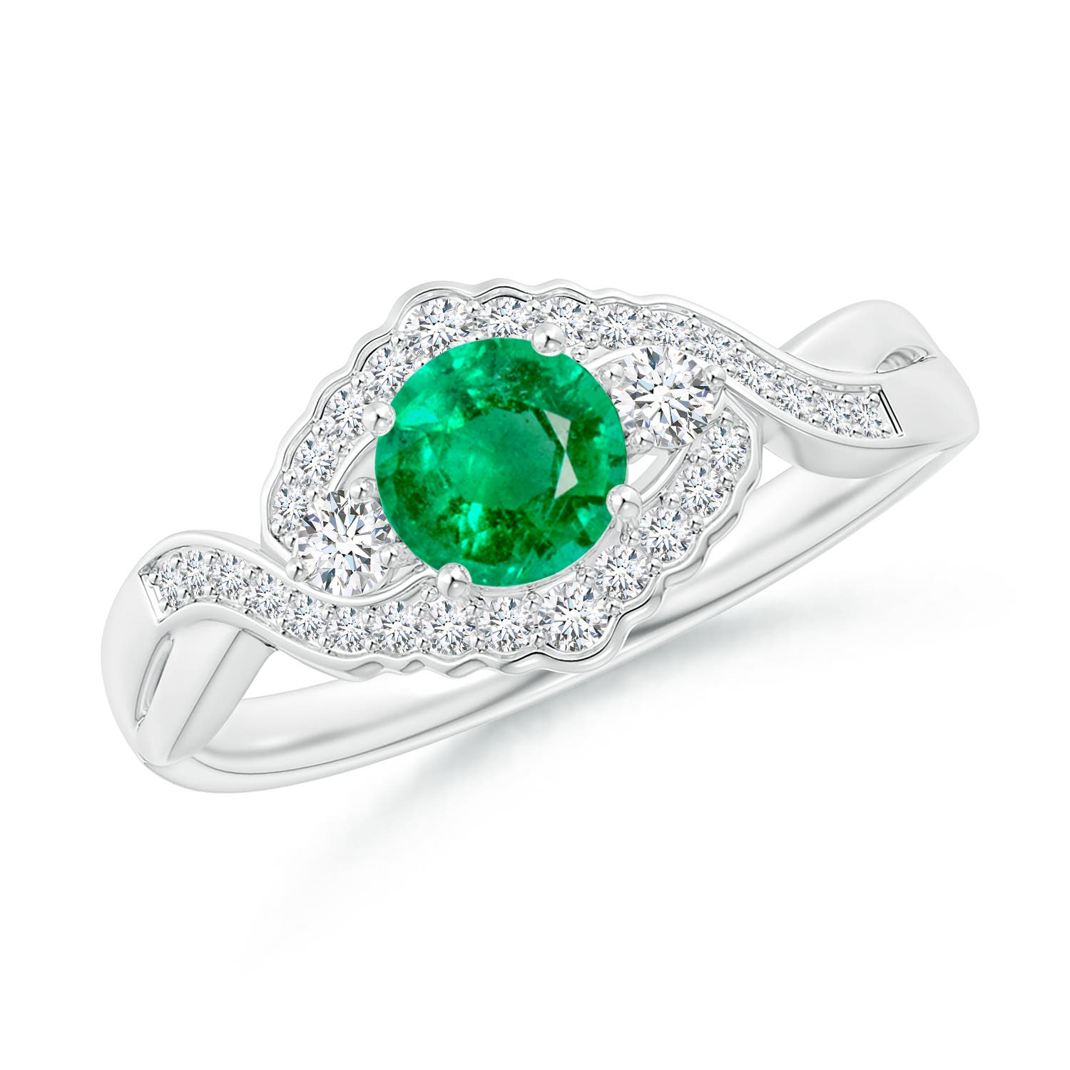 AAA - Emerald / 0.62 CT / 14 KT White Gold