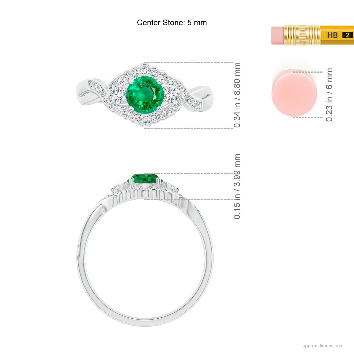 AAA - Emerald / 0.62 CT / 14 KT White Gold