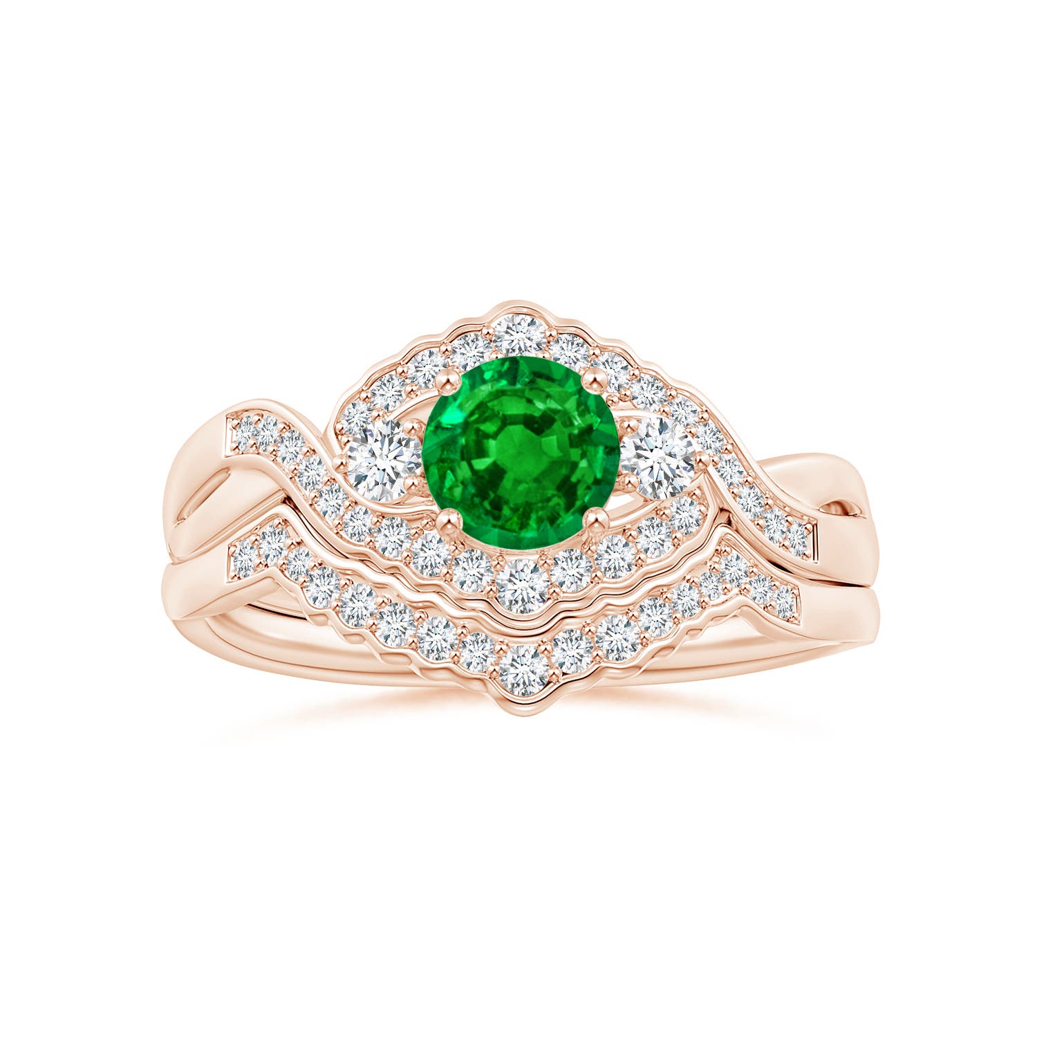 AAAA - Emerald / 0.62 CT / 14 KT Rose Gold