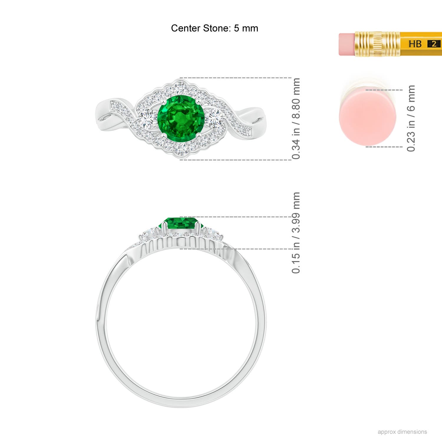 AAAA - Emerald / 0.62 CT / 14 KT White Gold