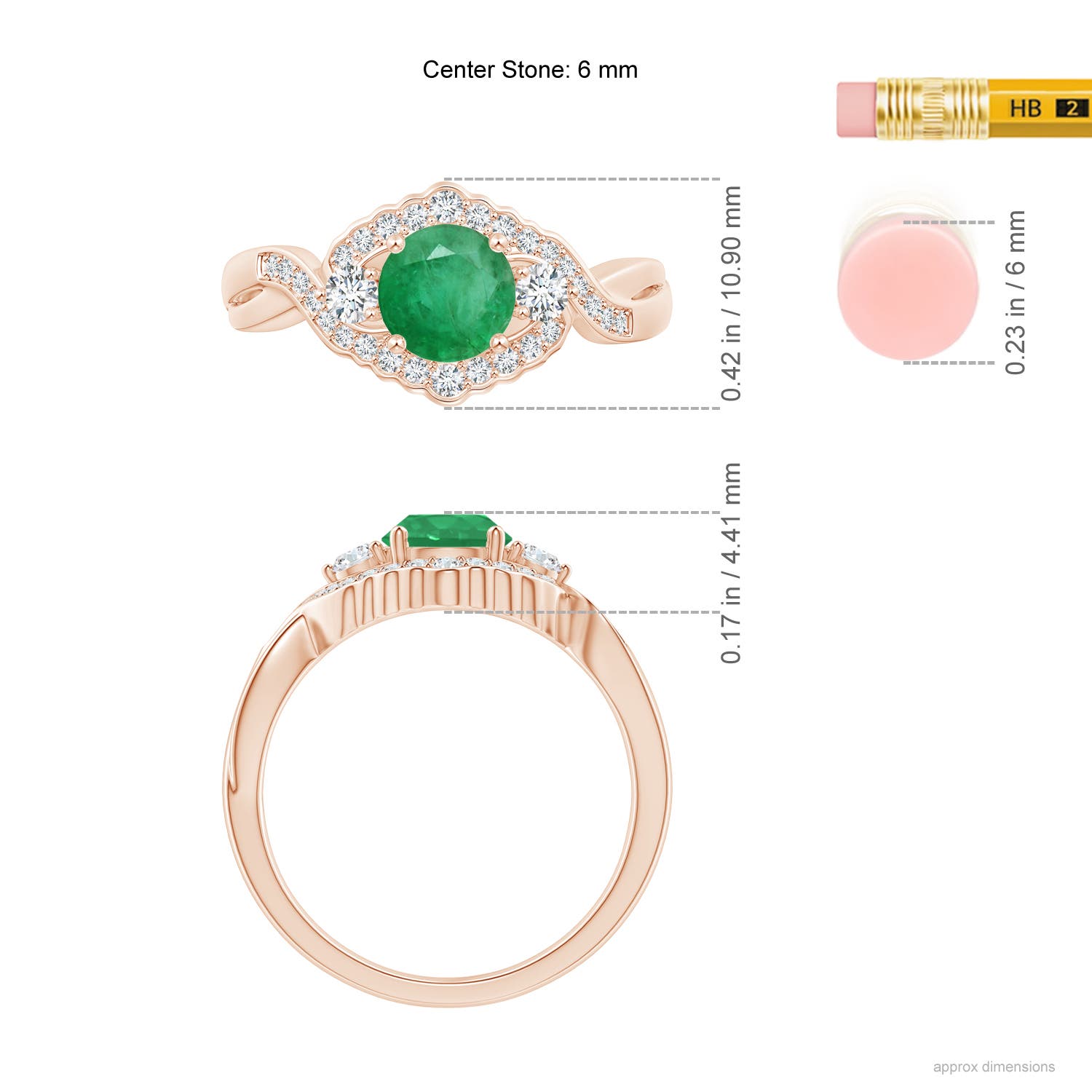 A - Emerald / 1.01 CT / 14 KT Rose Gold