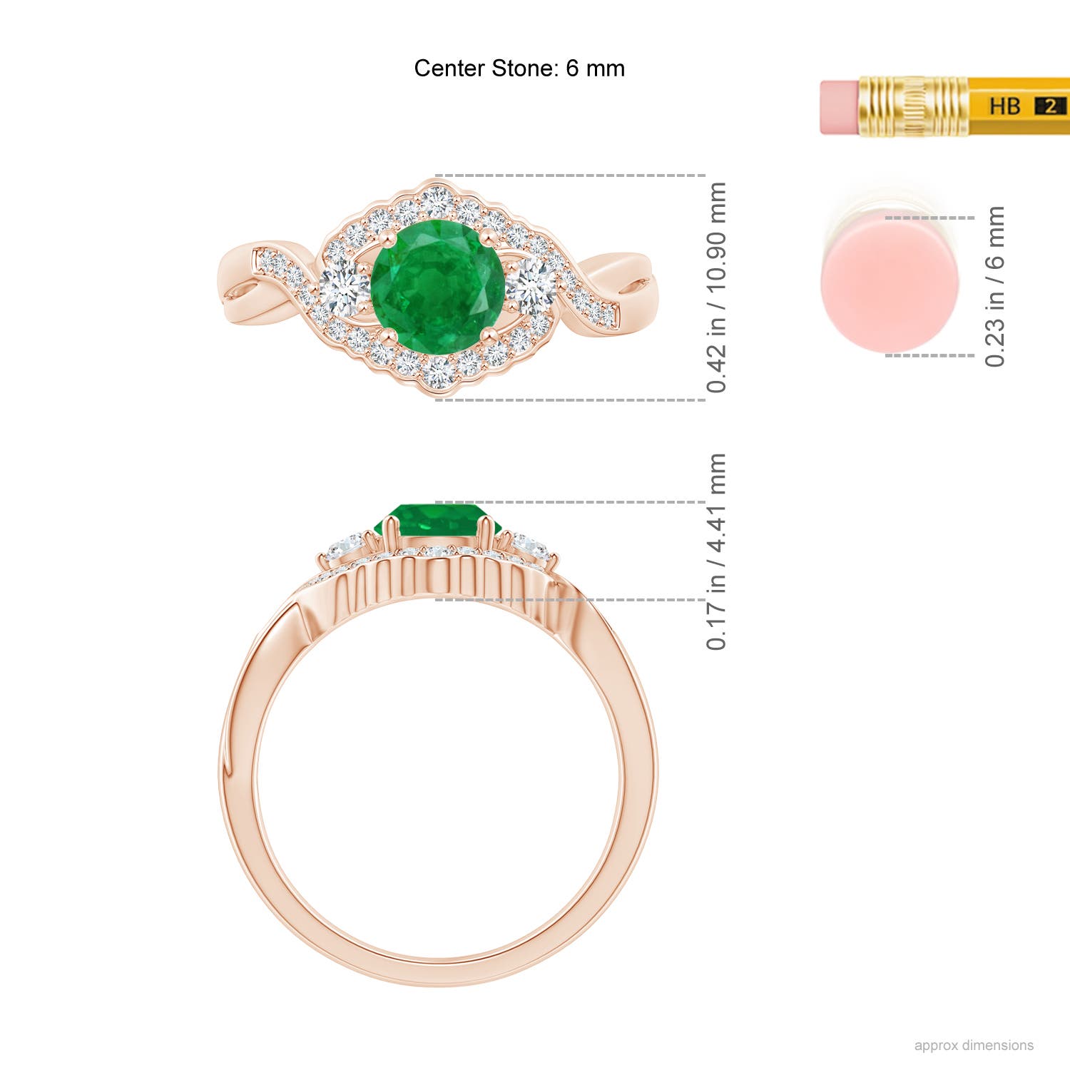 AA - Emerald / 1.01 CT / 14 KT Rose Gold