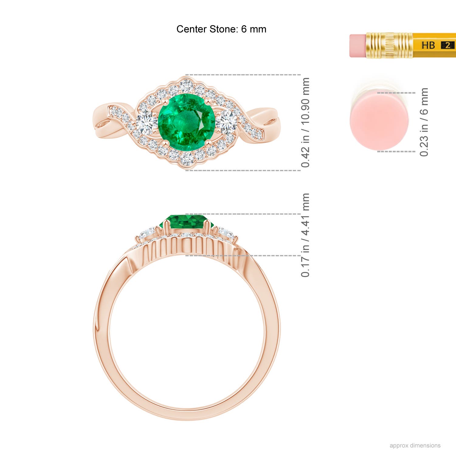 AAA - Emerald / 1.01 CT / 14 KT Rose Gold