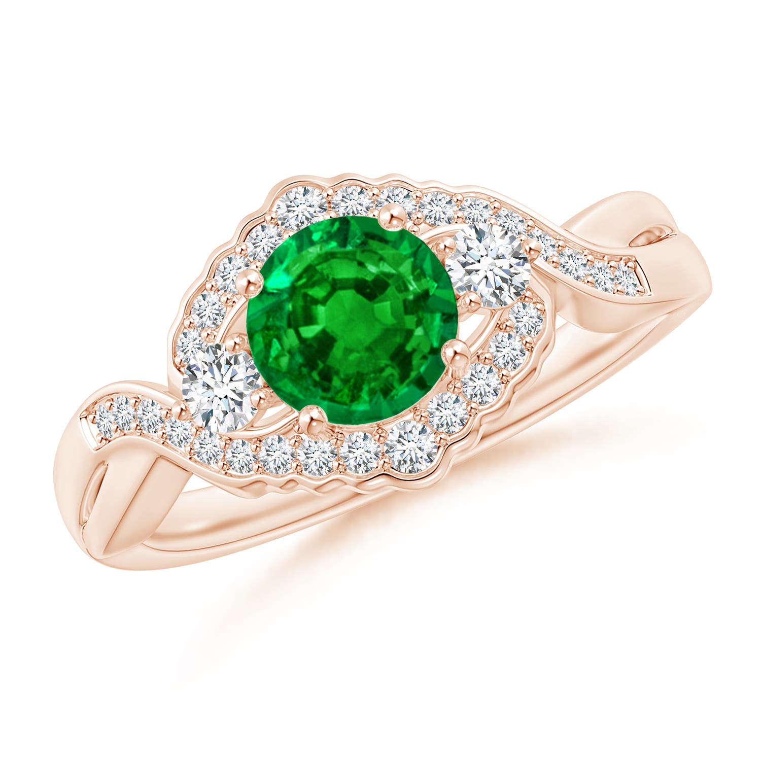 AAAA - Emerald / 1.01 CT / 14 KT Rose Gold