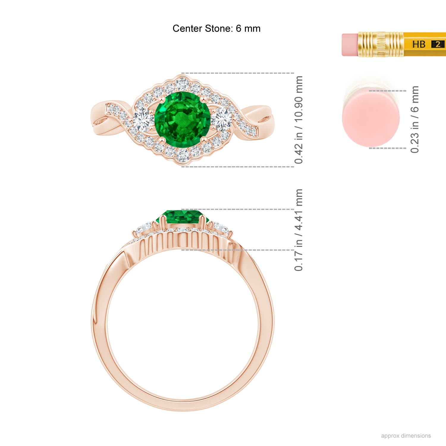 AAAA - Emerald / 1.01 CT / 14 KT Rose Gold