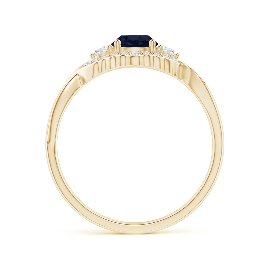 5mm A Aeon Vintage Style Sapphire & Diamond Floral Halo Three Stone Engagement Ring in Yellow Gold side-1