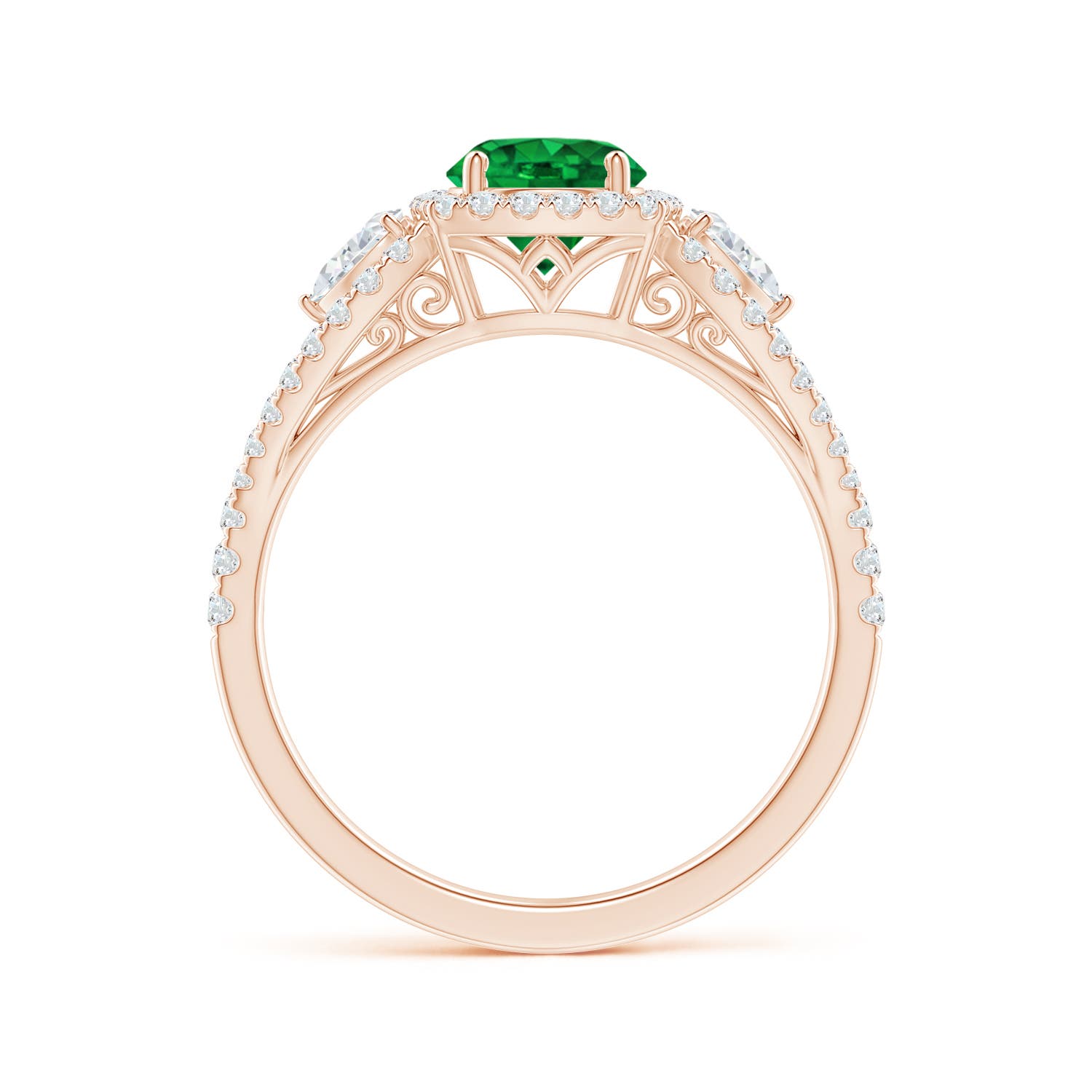 AAAA - Emerald / 1.54 CT / 14 KT Rose Gold