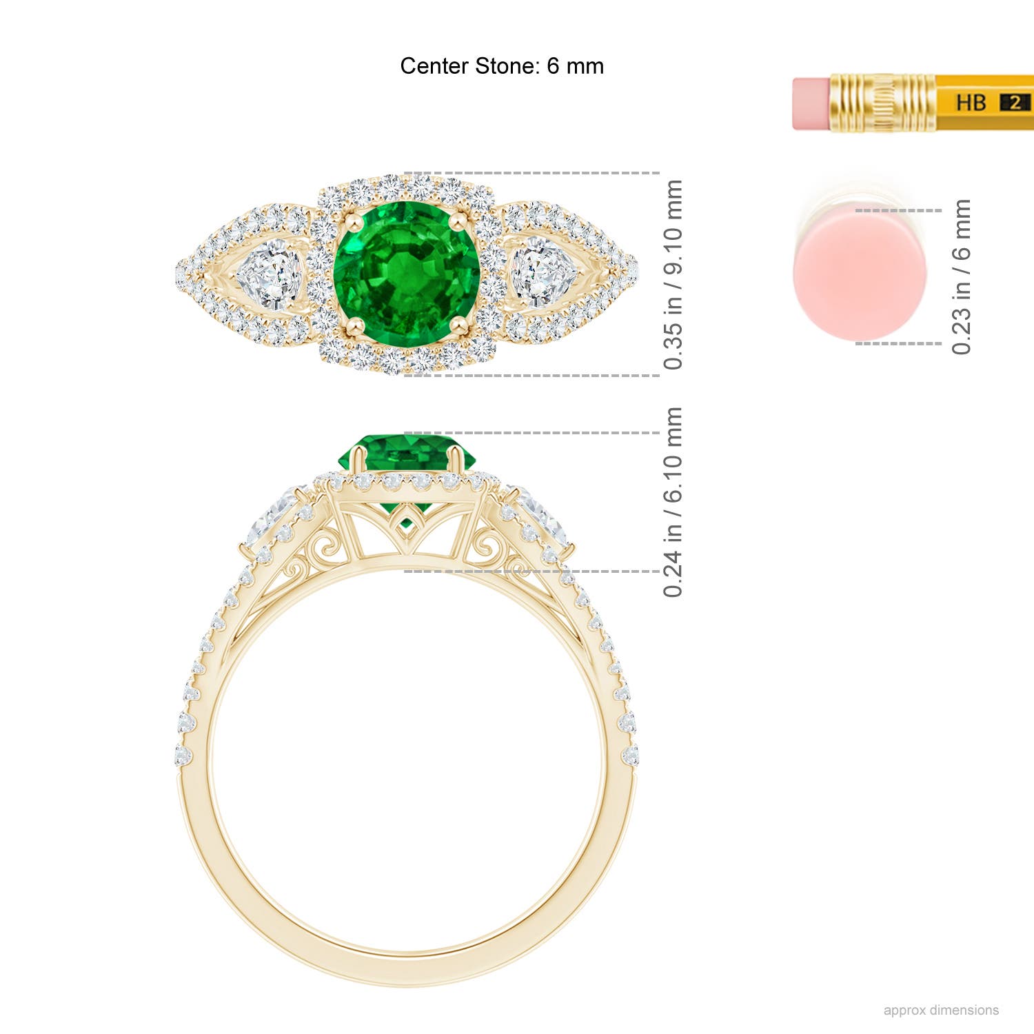 AAAA - Emerald / 1.54 CT / 14 KT Yellow Gold