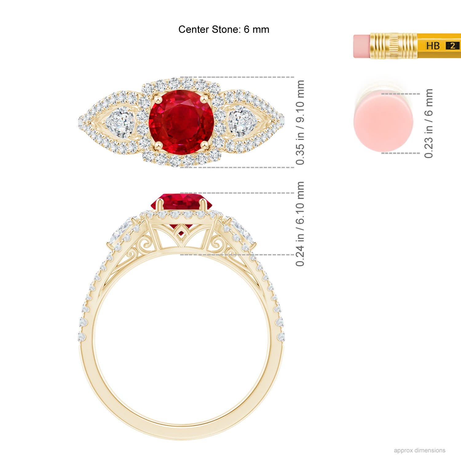 AAA - Ruby / 1.61 CT / 14 KT Yellow Gold