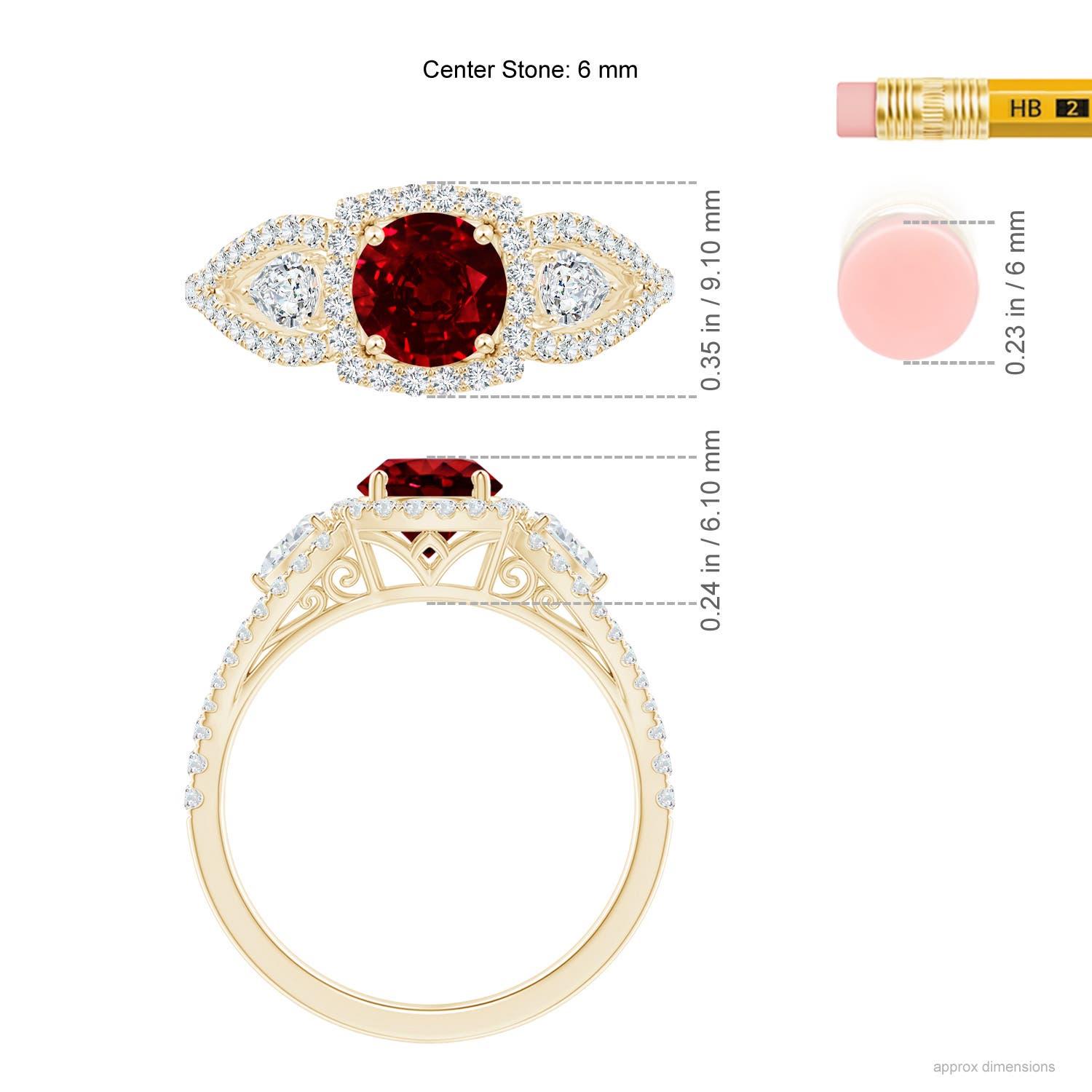 AAAA - Ruby / 1.61 CT / 14 KT Yellow Gold