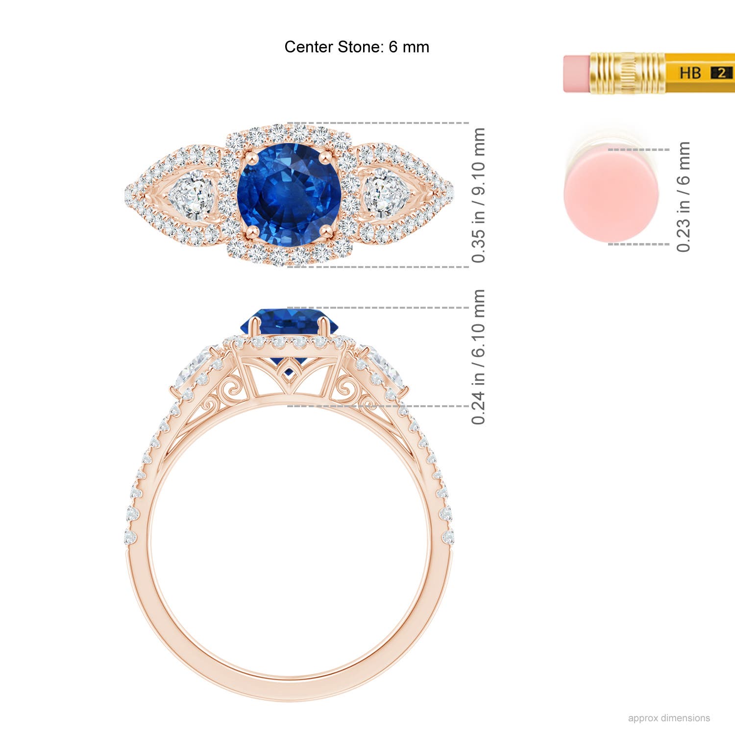 AAA - Blue Sapphire / 1.61 CT / 14 KT Rose Gold