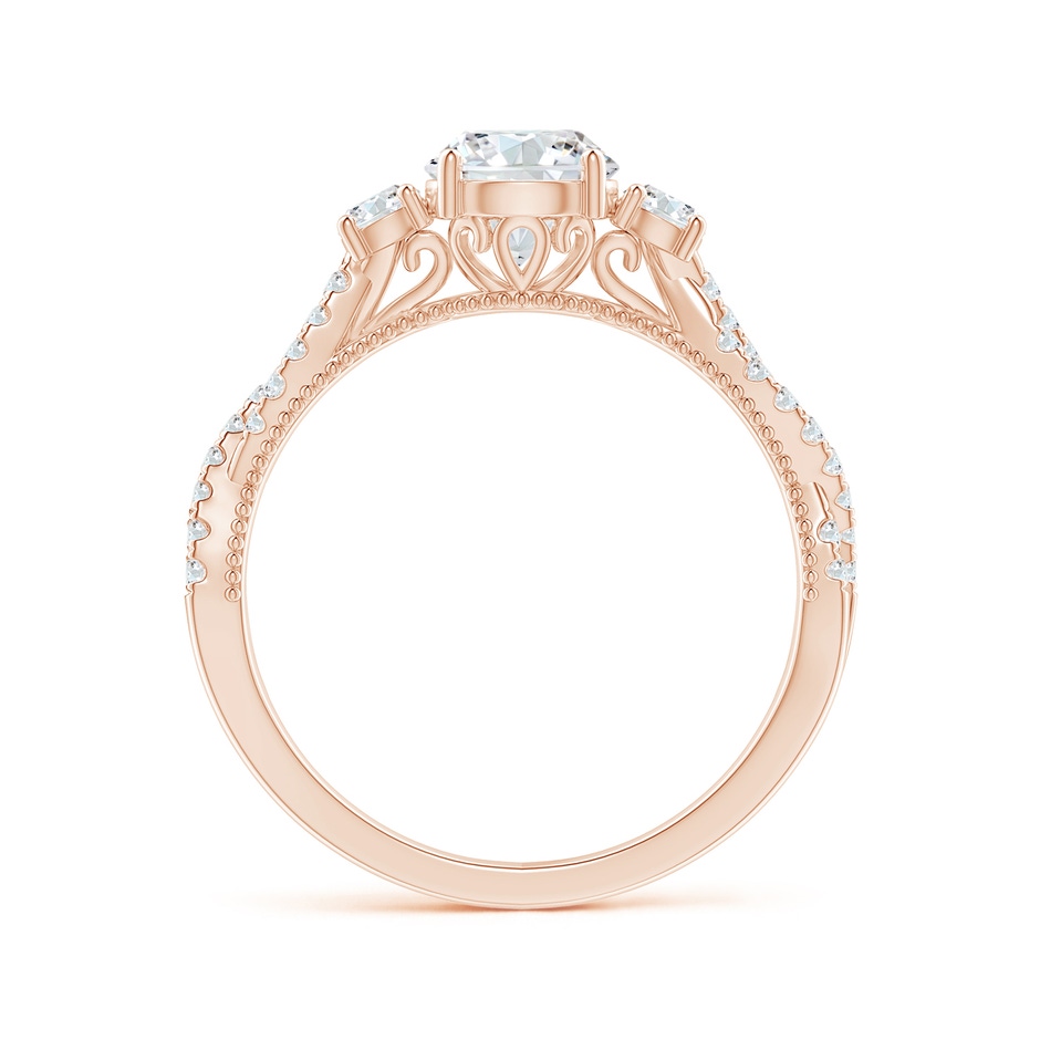 6mm GVS2 Aeon Vintage Inspired Three Stone Diamond Criss Cross Shank Engagement Ring in Rose Gold side-1