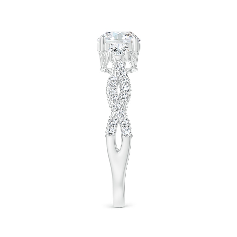 6mm GVS2 Aeon Vintage Inspired Three Stone Diamond Criss Cross Shank Engagement Ring in White Gold side-2