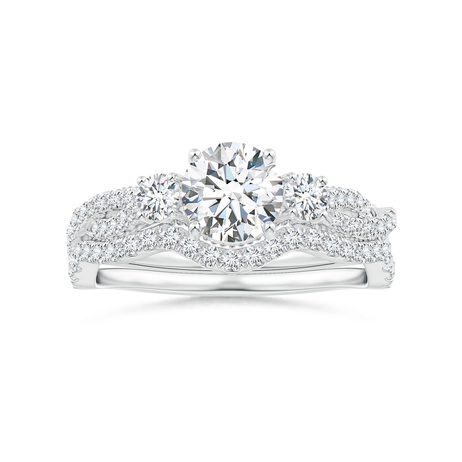 6mm GVS2 Aeon Vintage Inspired Three Stone Diamond Criss Cross Shank Engagement Ring in White Gold side-3