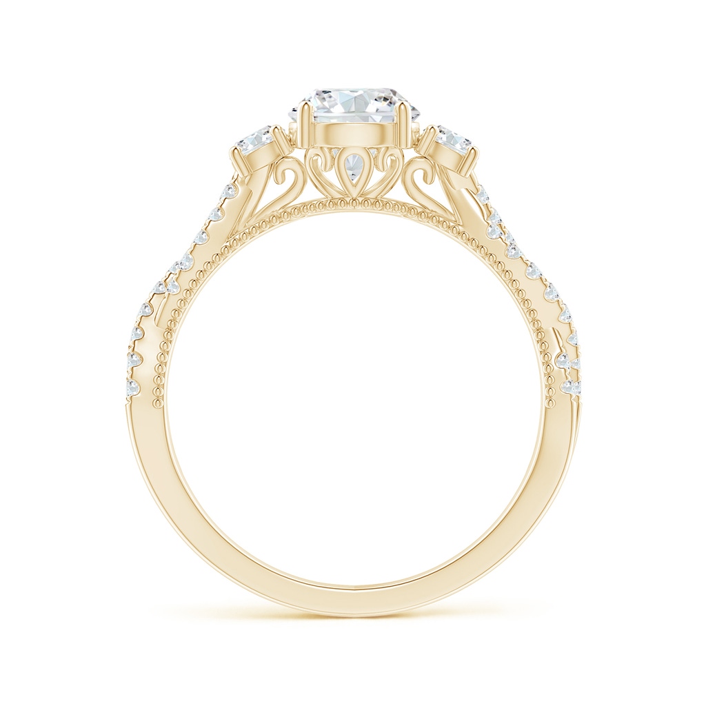 6mm GVS2 Aeon Vintage Inspired Three Stone Diamond Criss Cross Shank Engagement Ring in Yellow Gold - side_1