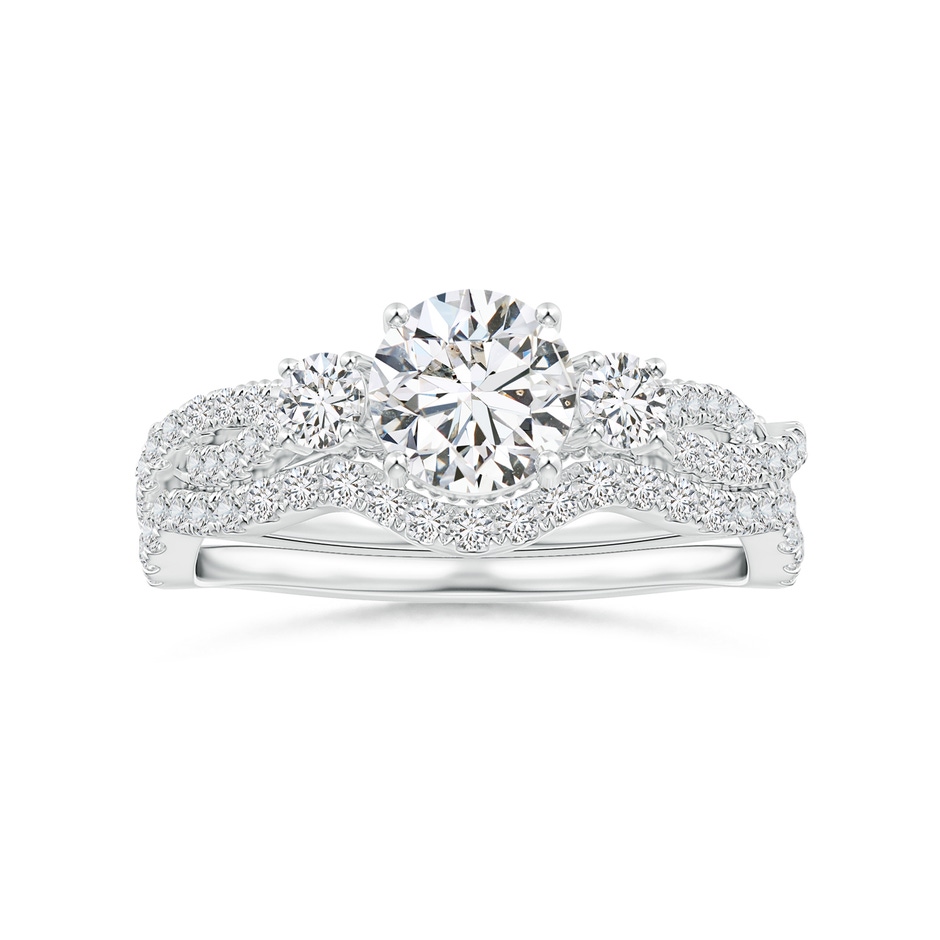 6mm HSI2 Aeon Vintage Inspired Three Stone Diamond Criss Cross Shank Engagement Ring in 18K White Gold side-3