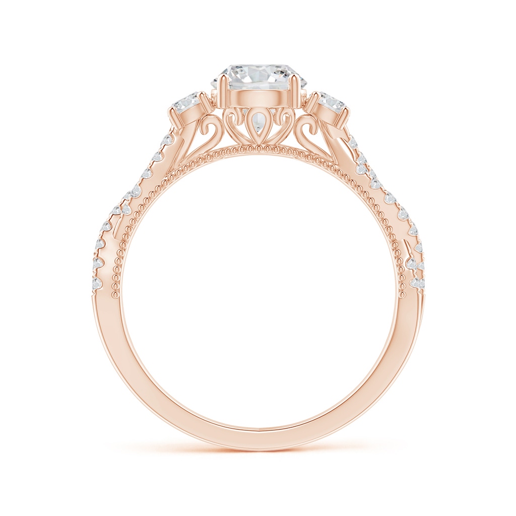 6mm HSI2 Aeon Vintage Inspired Three Stone Diamond Criss Cross Shank Engagement Ring in Rose Gold Side-1