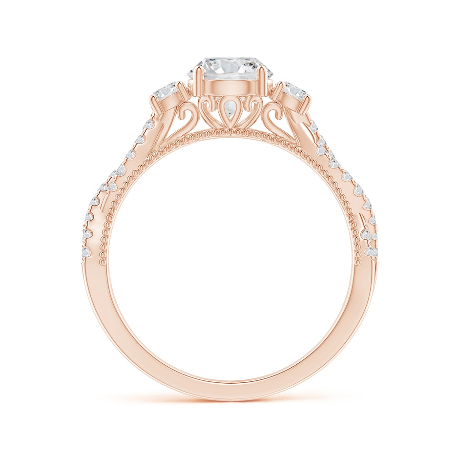 6mm HSI2 Aeon Vintage Inspired Three Stone Diamond Criss Cross Shank Engagement Ring in Rose Gold side-1