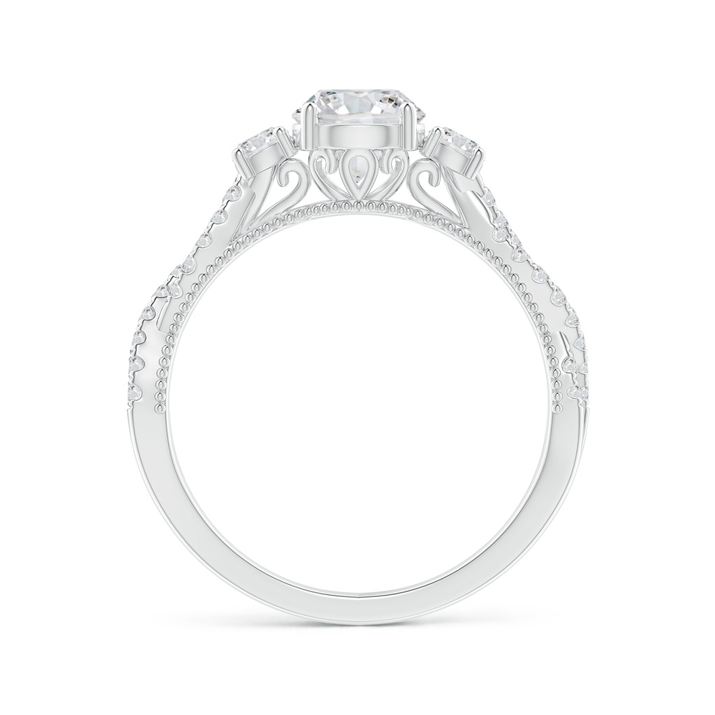6mm HSI2 Aeon Vintage Inspired Three Stone Diamond Criss Cross Shank Engagement Ring in White Gold - side_1