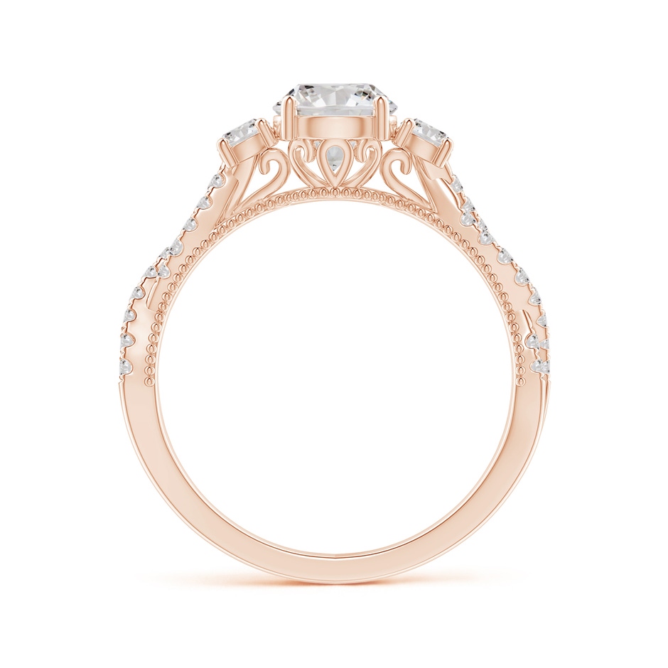6mm IJI1I2 Aeon Vintage Inspired Three Stone Diamond Criss Cross Shank Engagement Ring in Rose Gold side-1