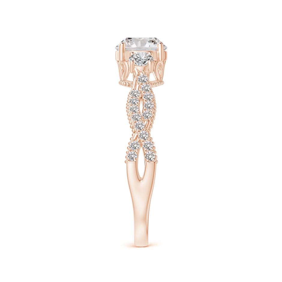 6mm IJI1I2 Aeon Vintage Inspired Three Stone Diamond Criss Cross Shank Engagement Ring in Rose Gold side-2
