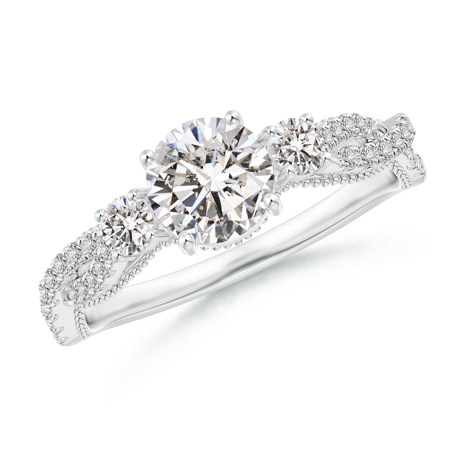 6mm IJI1I2 Aeon Vintage Inspired Three Stone Diamond Criss Cross Shank Engagement Ring in White Gold 