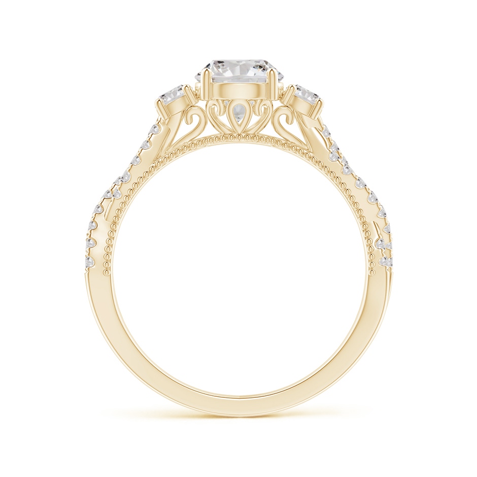 6mm IJI1I2 Aeon Vintage Inspired Three Stone Diamond Criss Cross Shank Engagement Ring in Yellow Gold side-1