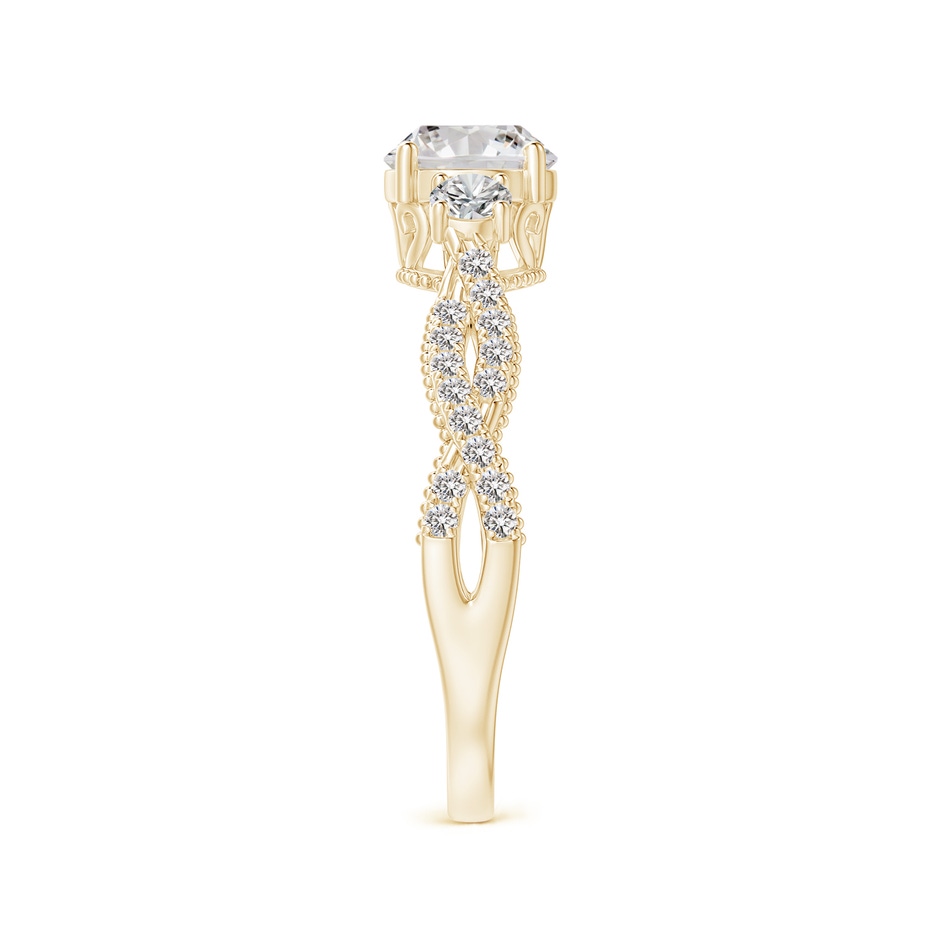 6mm IJI1I2 Aeon Vintage Inspired Three Stone Diamond Criss Cross Shank Engagement Ring in Yellow Gold side-2