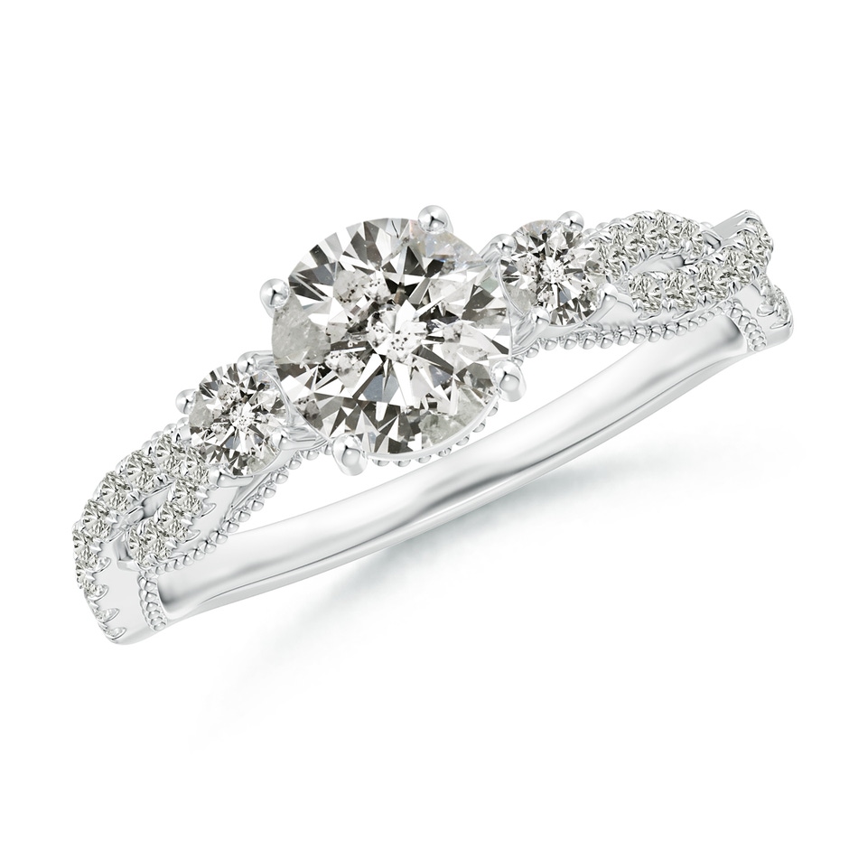 6mm KI3 Aeon Vintage Inspired Three Stone Diamond Criss Cross Shank Engagement Ring in White Gold 