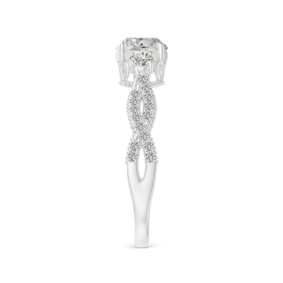 6mm KI3 Aeon Vintage Inspired Three Stone Diamond Criss Cross Shank Engagement Ring in White Gold side-2