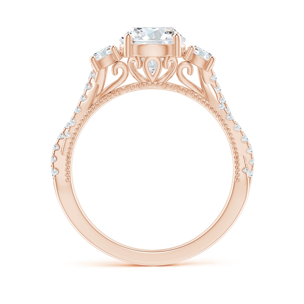 7mm GVS2 Aeon Vintage Inspired Three Stone Diamond Criss Cross Shank Engagement Ring in Rose Gold - side_1