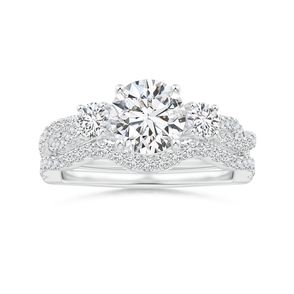 7mm HSI2 Aeon Vintage Inspired Three Stone Diamond Criss Cross Shank Engagement Ring in White Gold side-3