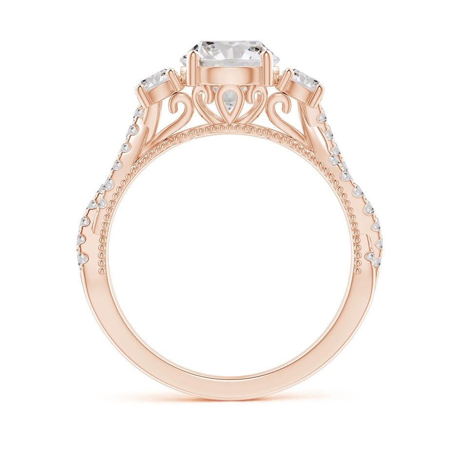 7mm IJI1I2 Aeon Vintage Inspired Three Stone Diamond Criss Cross Shank Engagement Ring in Rose Gold side-1