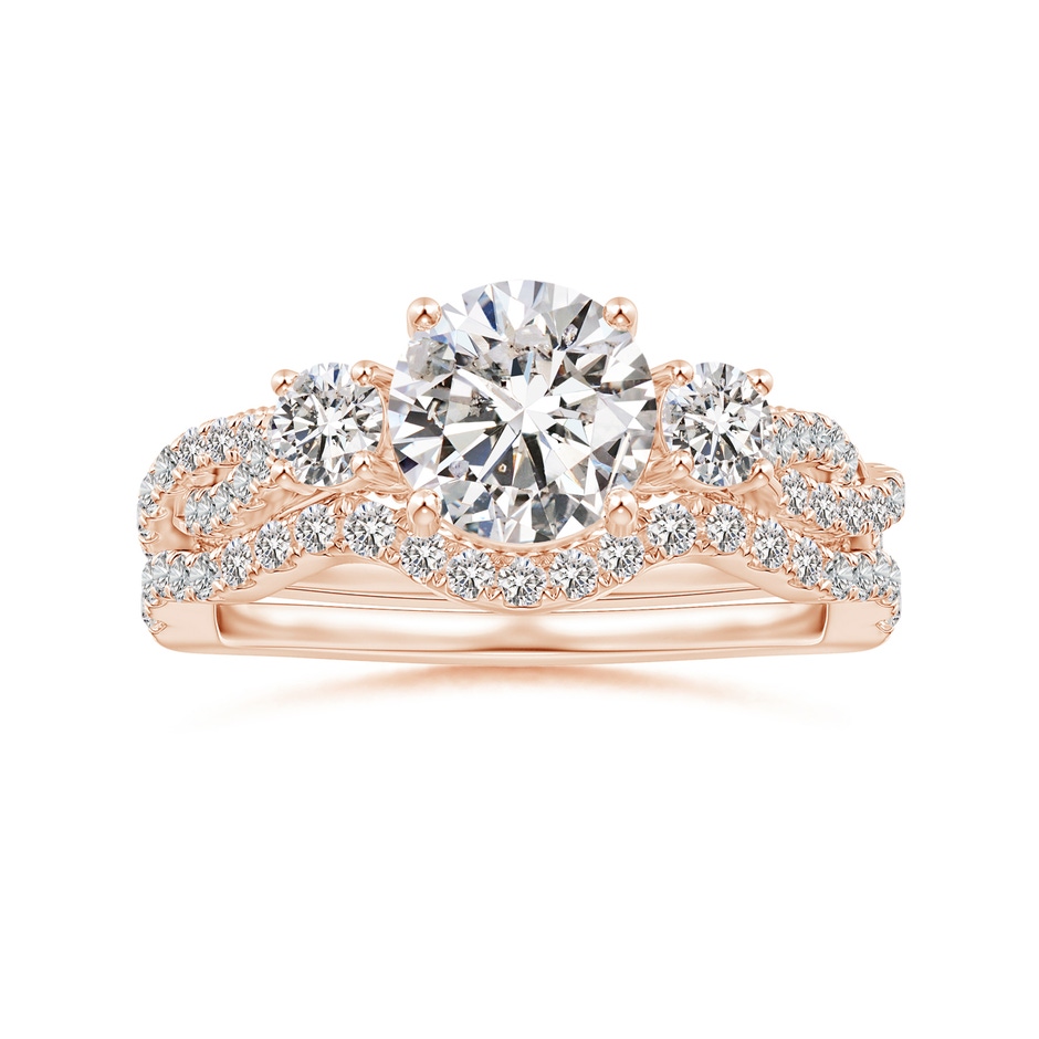 7mm IJI1I2 Aeon Vintage Inspired Three Stone Diamond Criss Cross Shank Engagement Ring in Rose Gold side-3