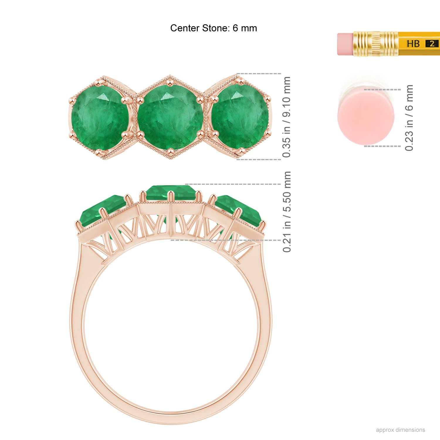 A - Emerald / 2.25 CT / 14 KT Rose Gold