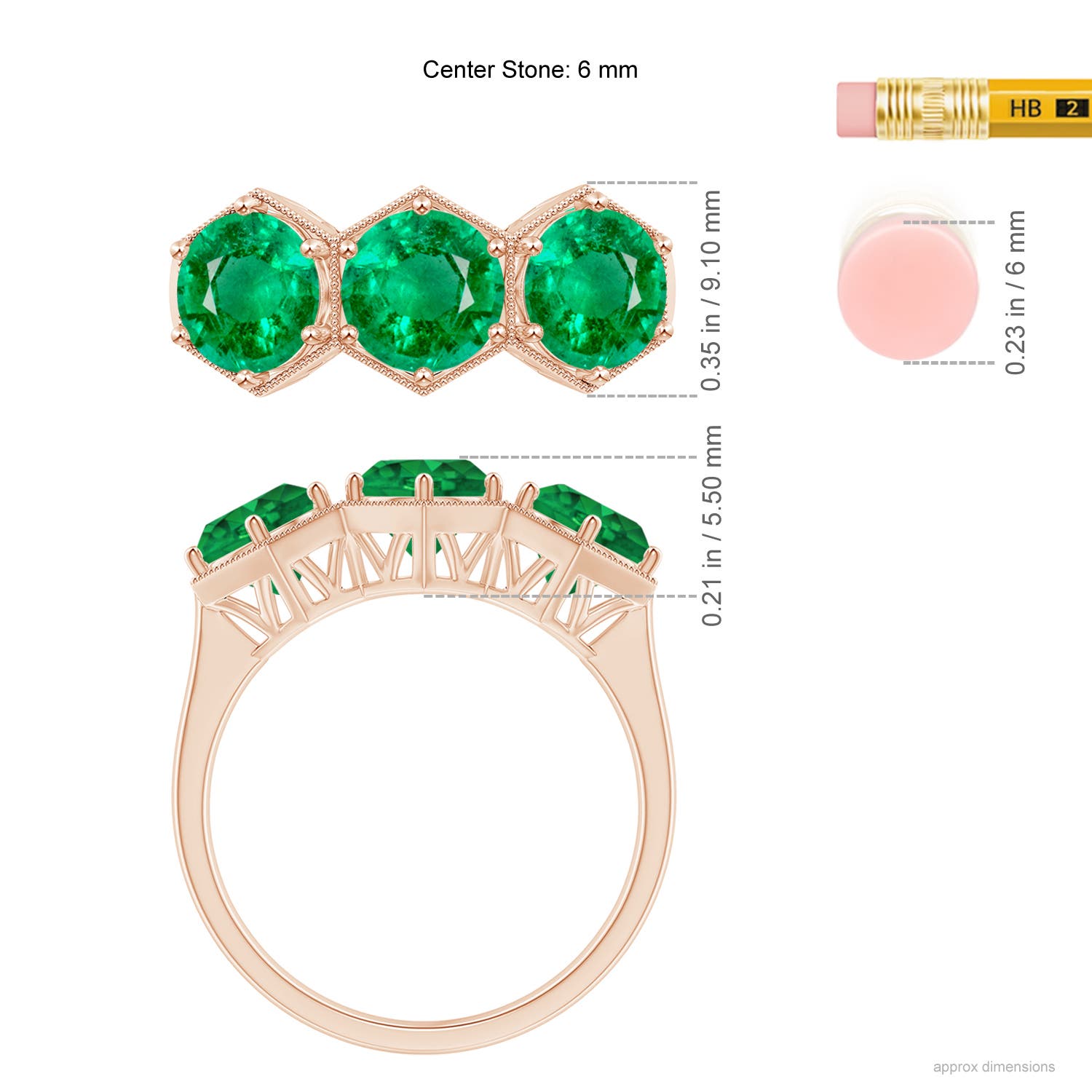 AAA - Emerald / 2.25 CT / 14 KT Rose Gold