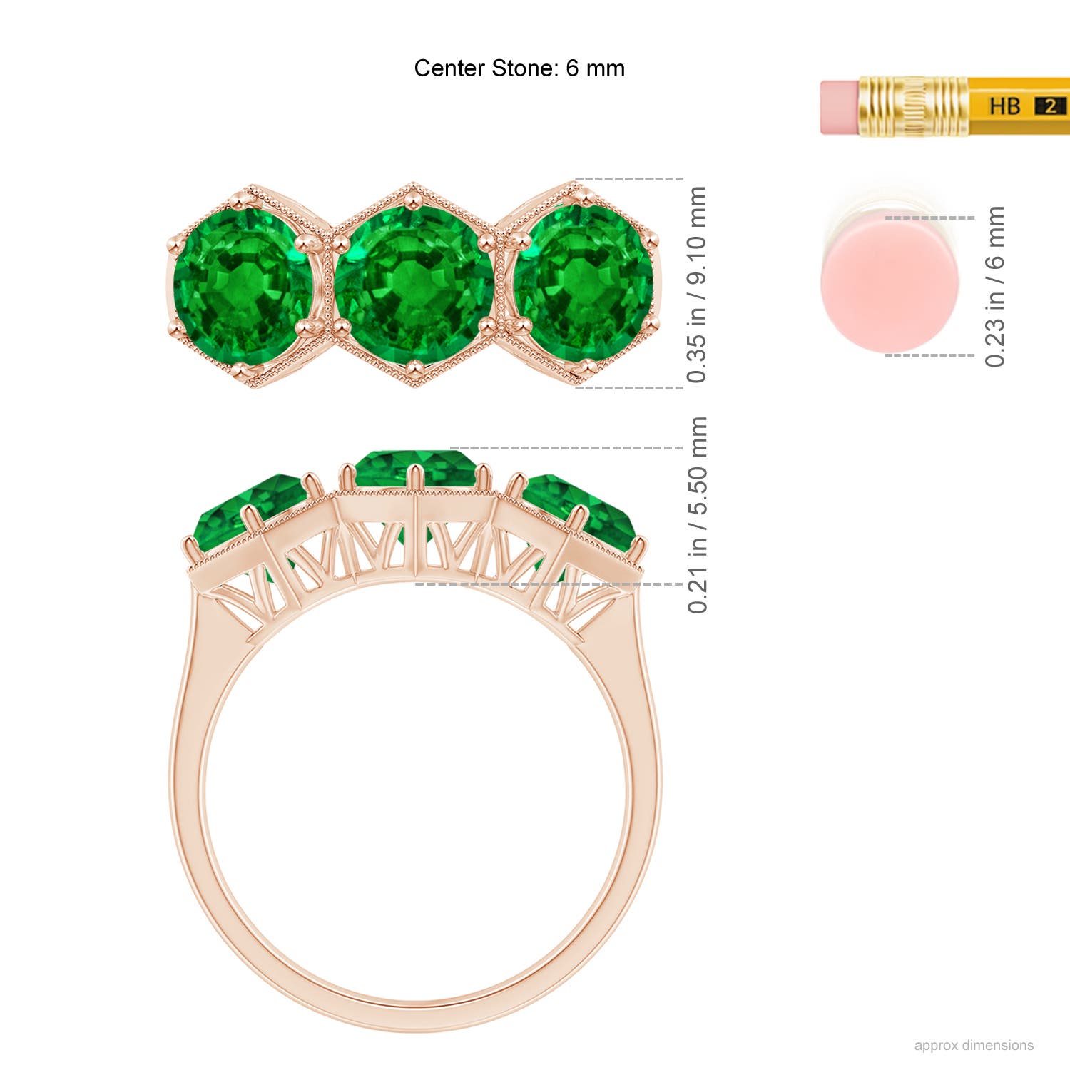 AAAA - Emerald / 2.25 CT / 14 KT Rose Gold